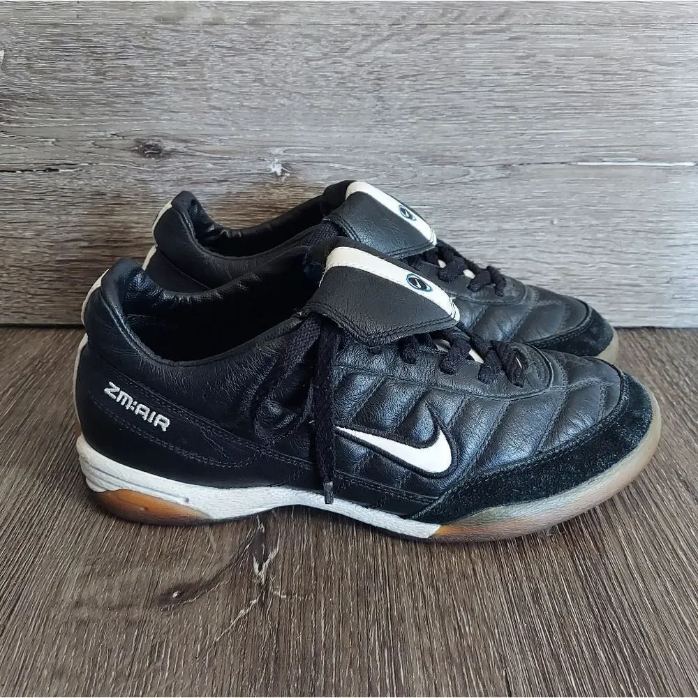 Nike Zoom Air Tiempo Premier Black and White Indoor Soccer Shoes Size 7